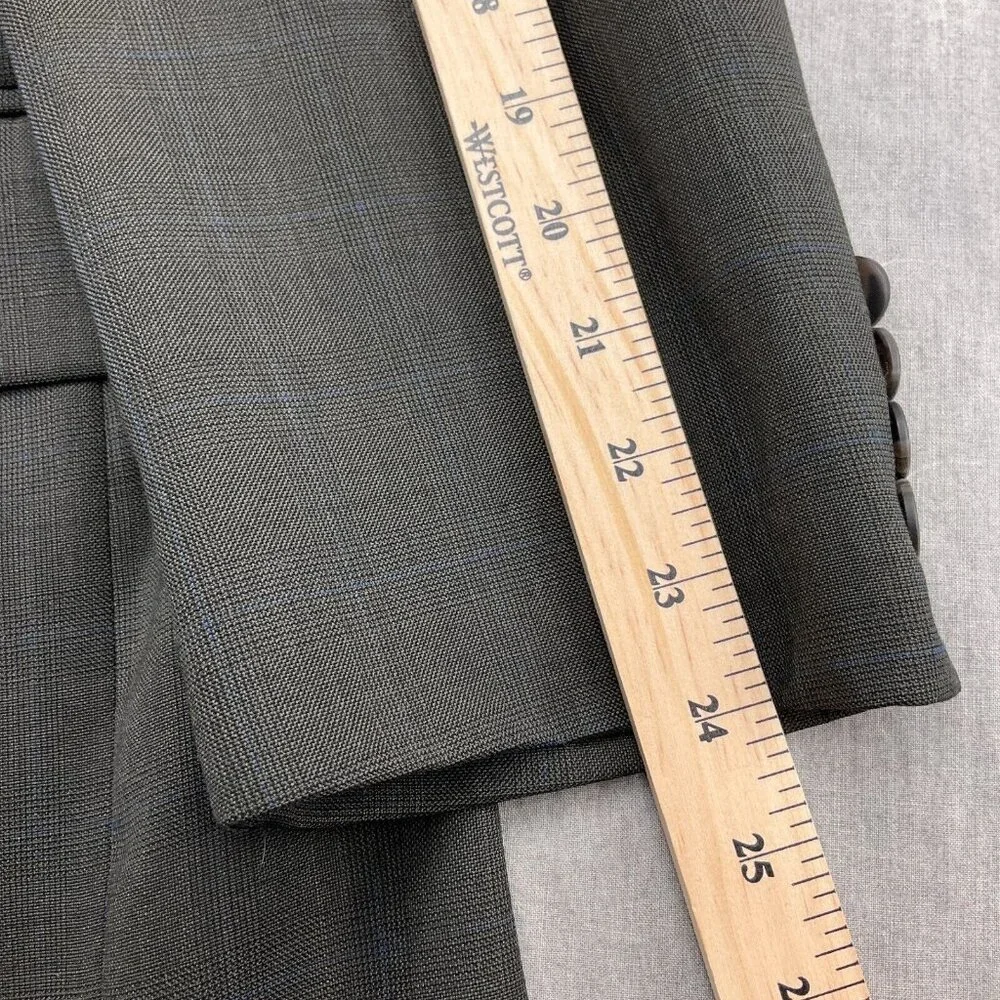 Chaps Ralph Lauren Blazer Men 42R Gray Blue Plaid Cashmere Wool Union Canada VTG